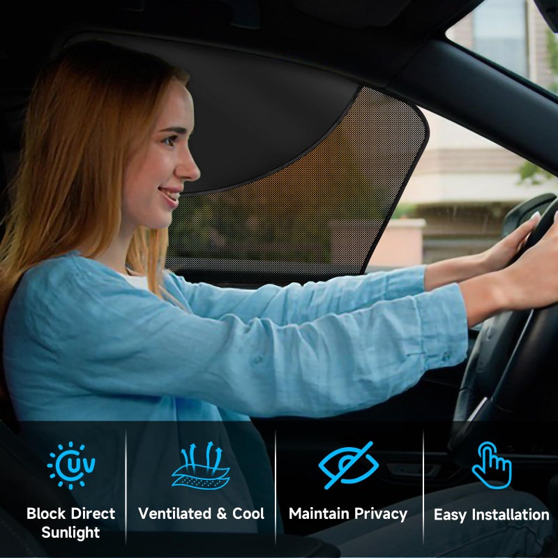 LSTRAGY 2 PCS Car Window Shades Magnetic Double Layer Car Side Window Sun Shades with Half Shade  Front Car Window Covers Blocks Heat and UV Rays Glare for Driver Car Accessories - Image 2